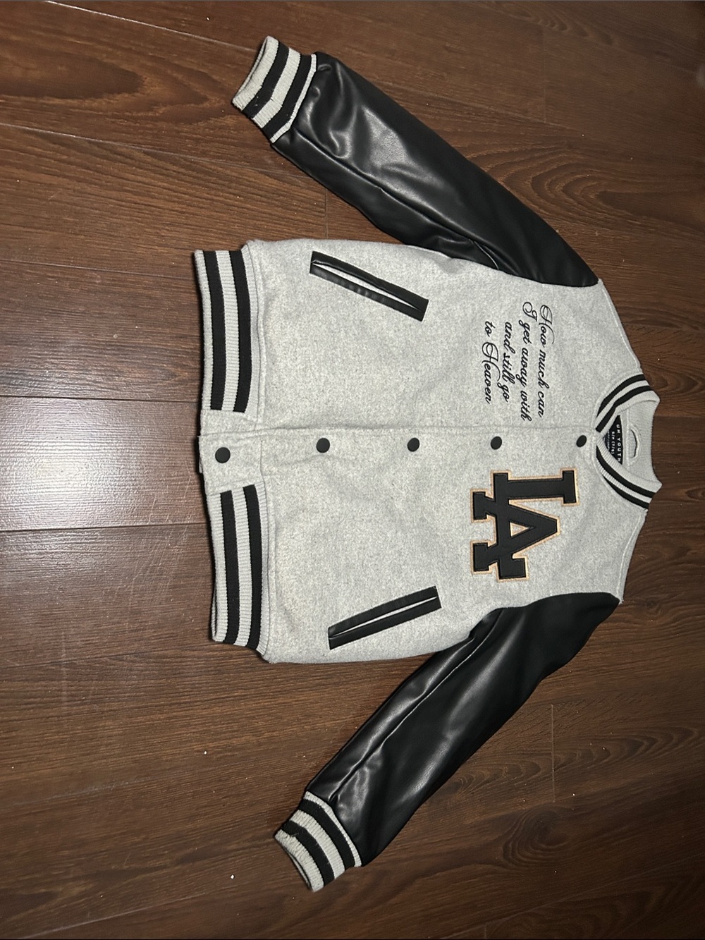 LA Letterman-Style Kids Jacket in Light Gray and Black